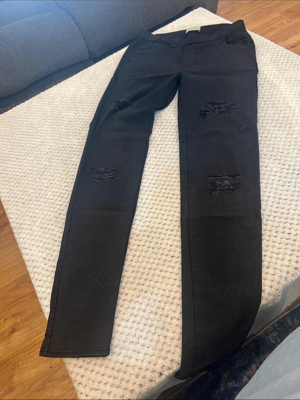 Black ripped/holey jeggings
